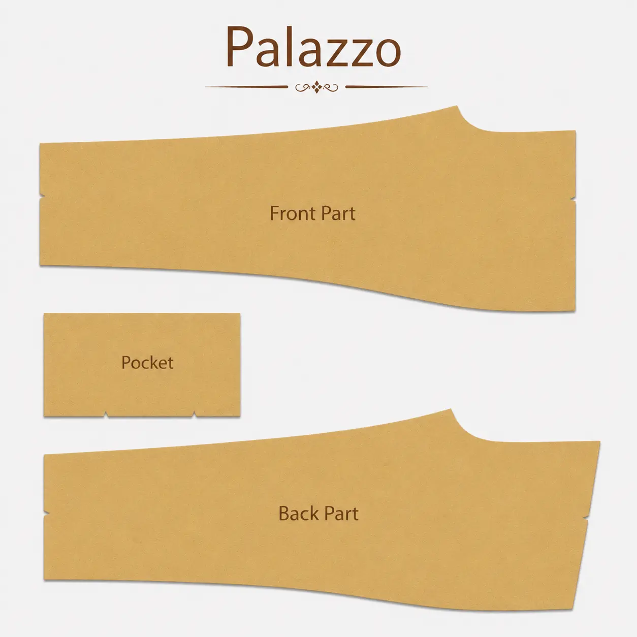 Palazzo.webp Premium Ladies Palazzo Paper Cutting | Size 24 To 32 (Set of 5) - Image 1